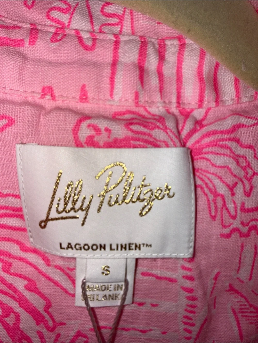 💕NWT Lilly Pulitzer Sleeveless Pink Island Print Linen Swing Dress - Picture 3 of 8